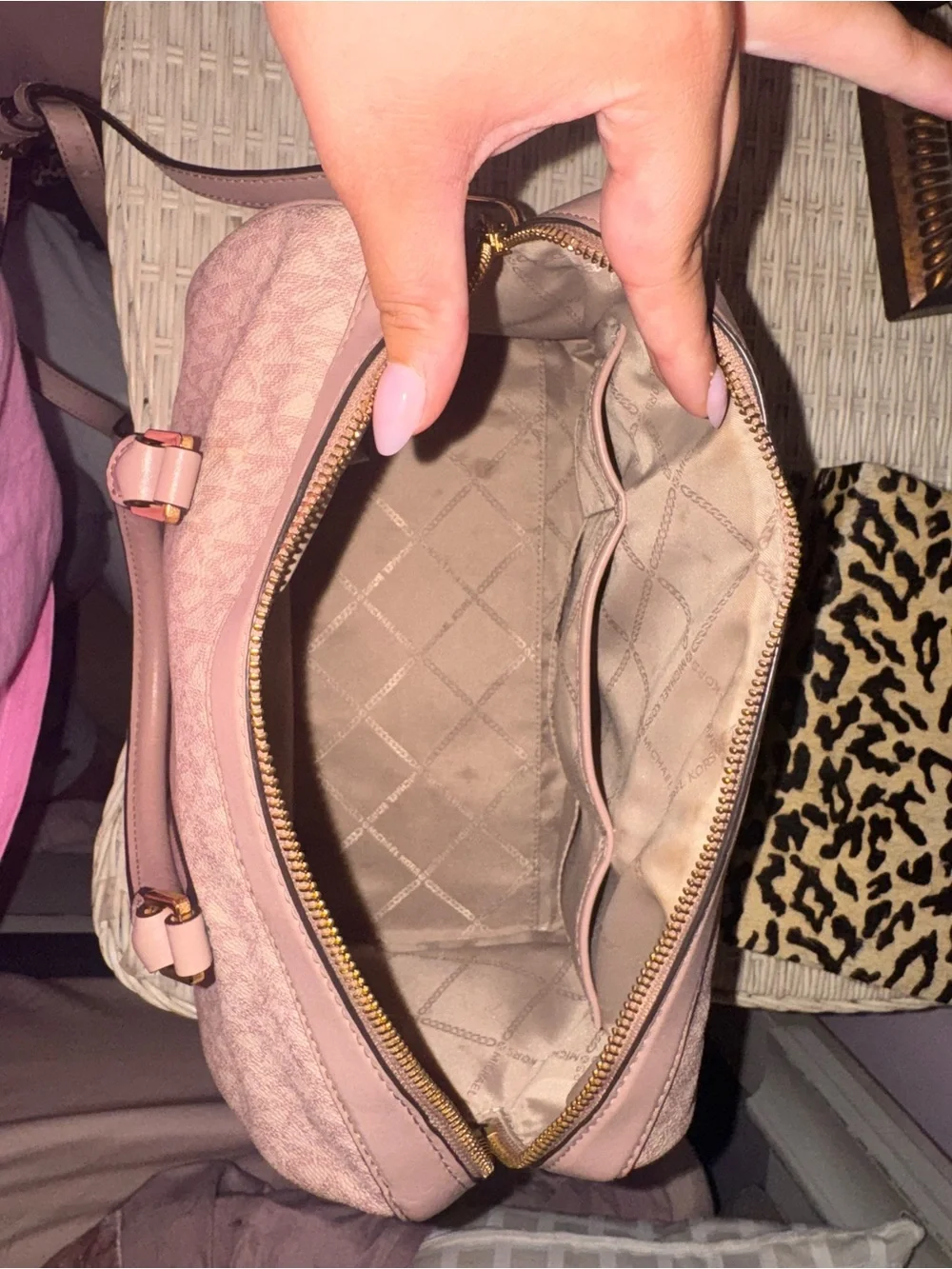 Michael Kors Blush Pink Logo Stripe Satchel